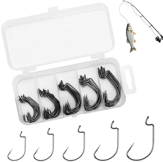 Assortimento di Vishaak 50 pezzi - Karpers/Vishaak - Scatola in Plastica - Acciaio di Carbosio - Disegno di Weerhaak - Ideale per la Pesca del Pesce Gatto - Vishaak con 50 pezzi