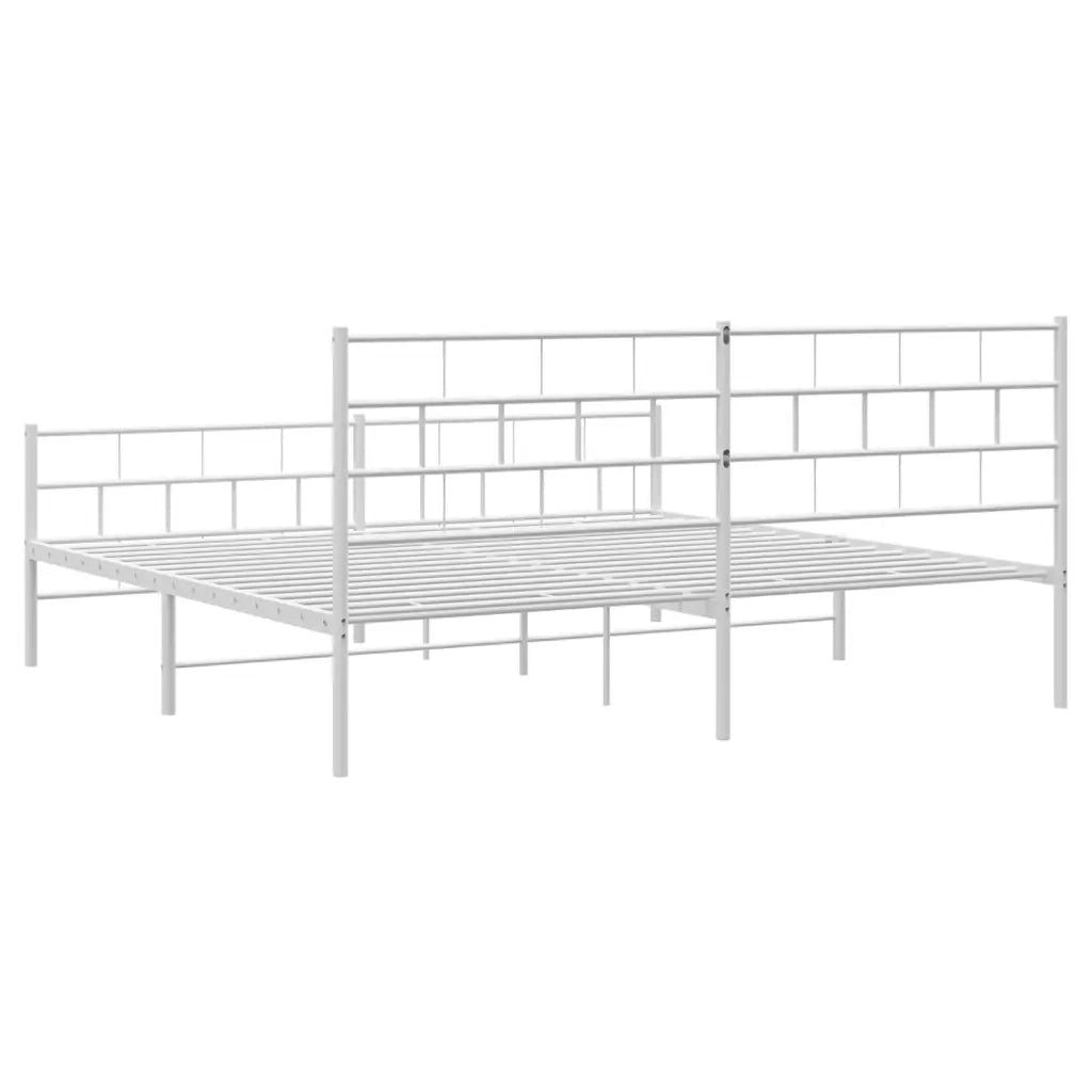 Giroletto con Testiera e Pediera-Struttura Letto Metallo Bianco 200x200 cm 854547