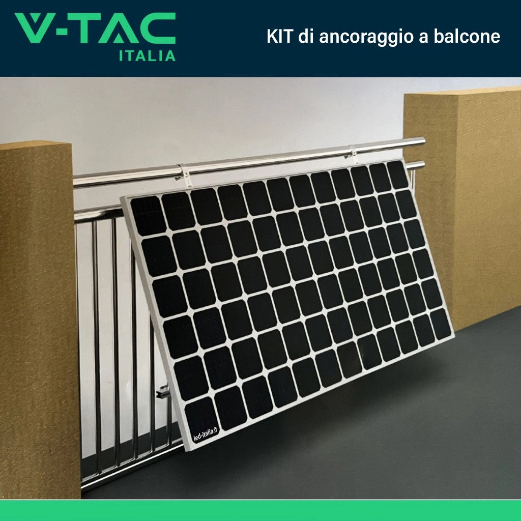 V-TAC KIT di Montaggio da Balcone per Pannello Solare Fotovoltaico Inclinazione Regolabile SKU 11587 - V-TAC