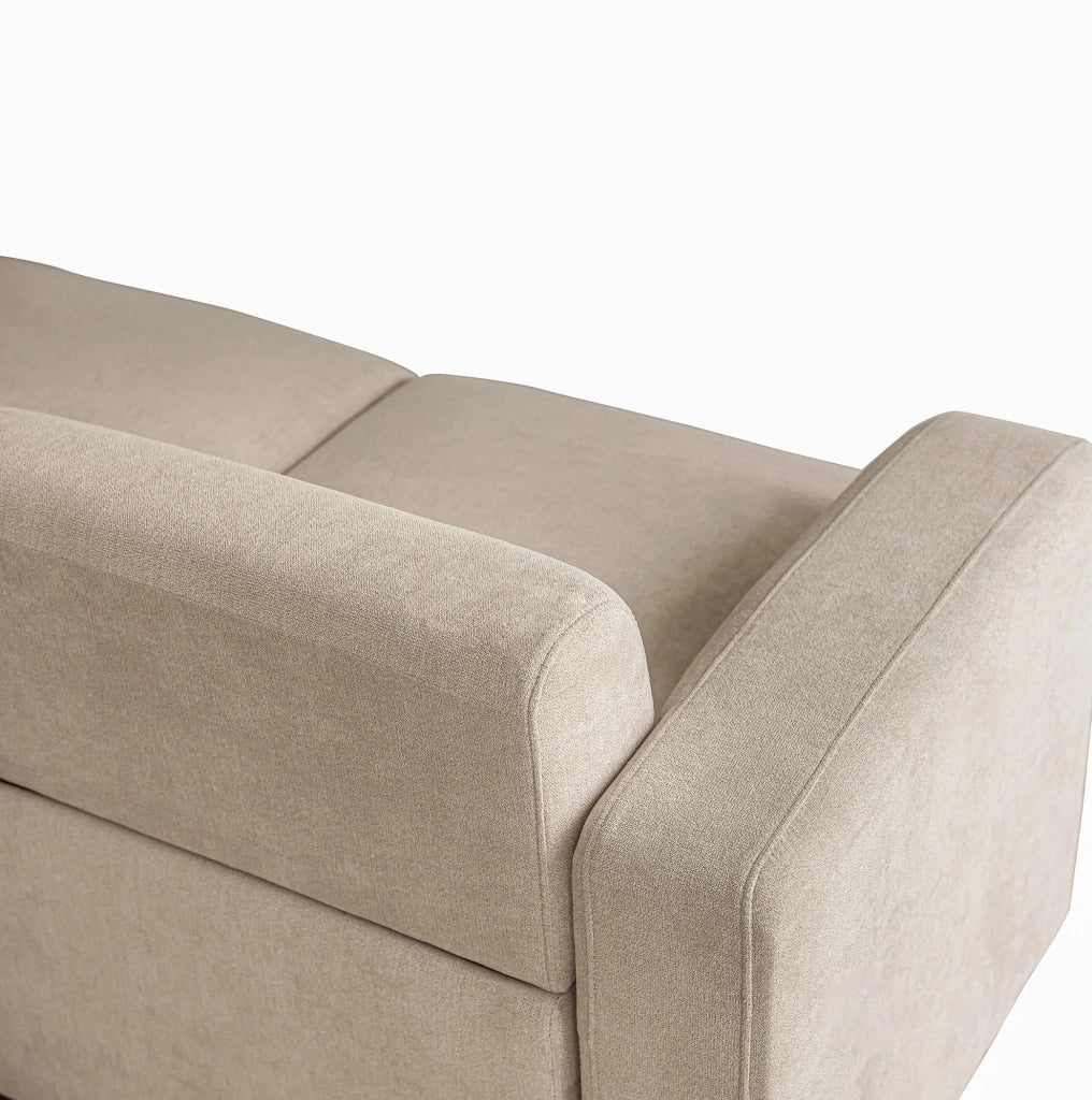 Divano 3 posti in ciniglia beige con 2 cuscini