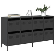 Credenza Nera 135x39x73,5 cm in Acciaio Laminato a Freddo