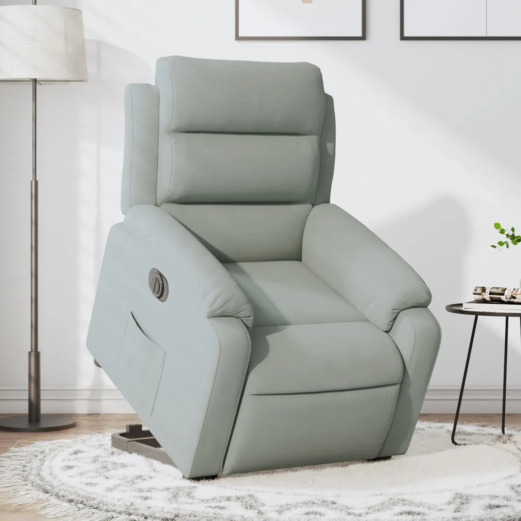 Poltrona Alzapersona Reclinante Elettrica Grigio Chiaro Velluto