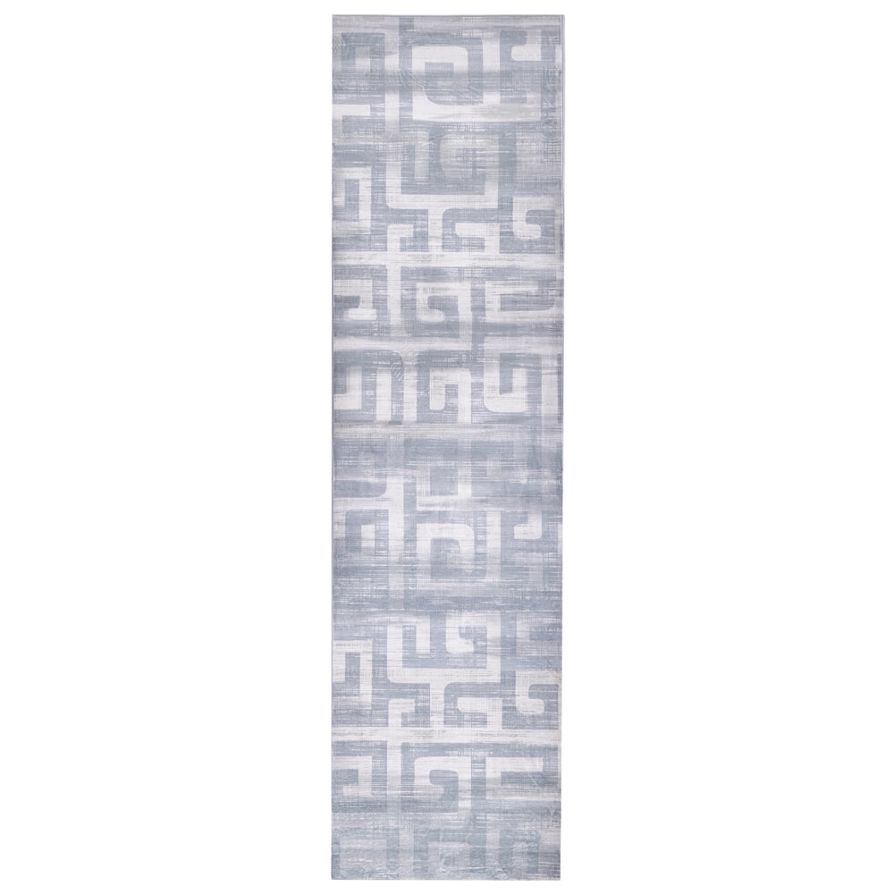 Tappeto grigio Tessuto 80 x 300 cm Motivo geometrico moderno Soggiorno Camera da letto Per riscaldamento a pavimento Fondo antiscivolo