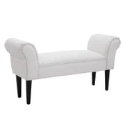 Panca Fondo Letto Imbottita con Braccioli Arrotolati e 4 Piedini, 102x35x51 cm, Grigia