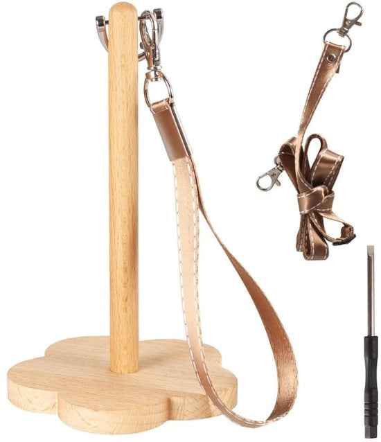 Accessori per tessitura portatile - 360° chiusura rotativa - Supporto per pols - Materiale in legno massello - Cintura ergonomico - Adegamento flessibile - Rilascio gomitolo