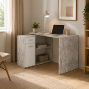 Linaza, Scrivania Angolare, 120x92x74h cm Grigio Cemento