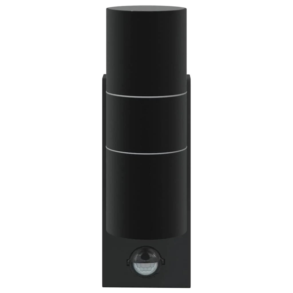 Set di 2 applique da esterno cilindriche dal design contemporaneo 7 x 10 x 22 cm acciaio inox nero 02_0056546