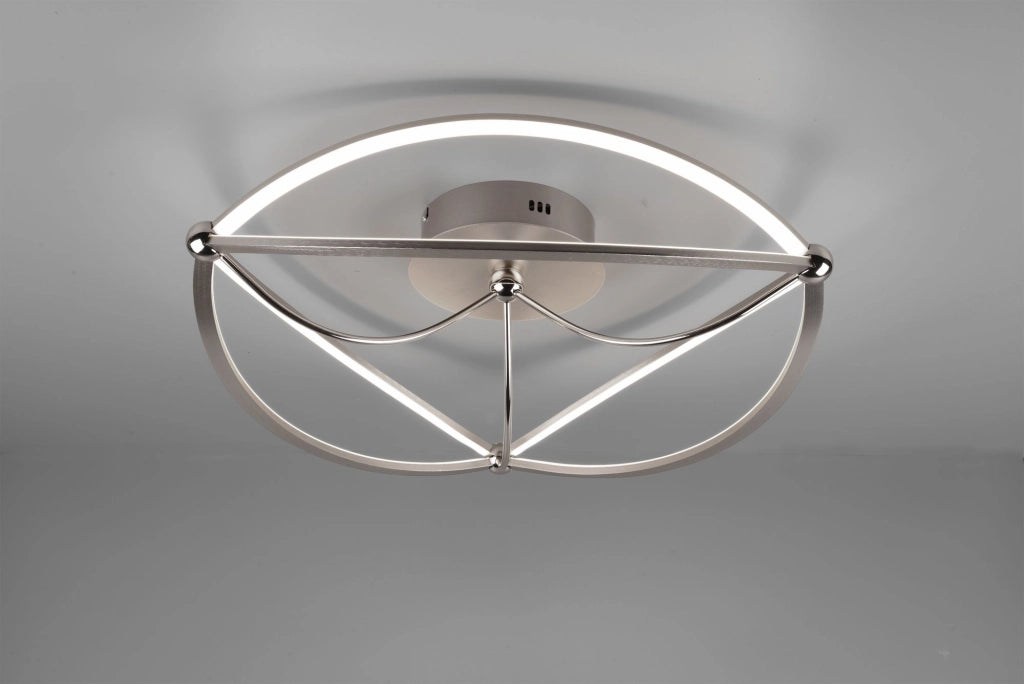 CHARIVARI PLAFONIERA LED  42W · 1x 5600lm, 3000K ACCIAIO SATINATO ELLISSI DIMMERABILE CON INTERRUTTORE D. 62CM