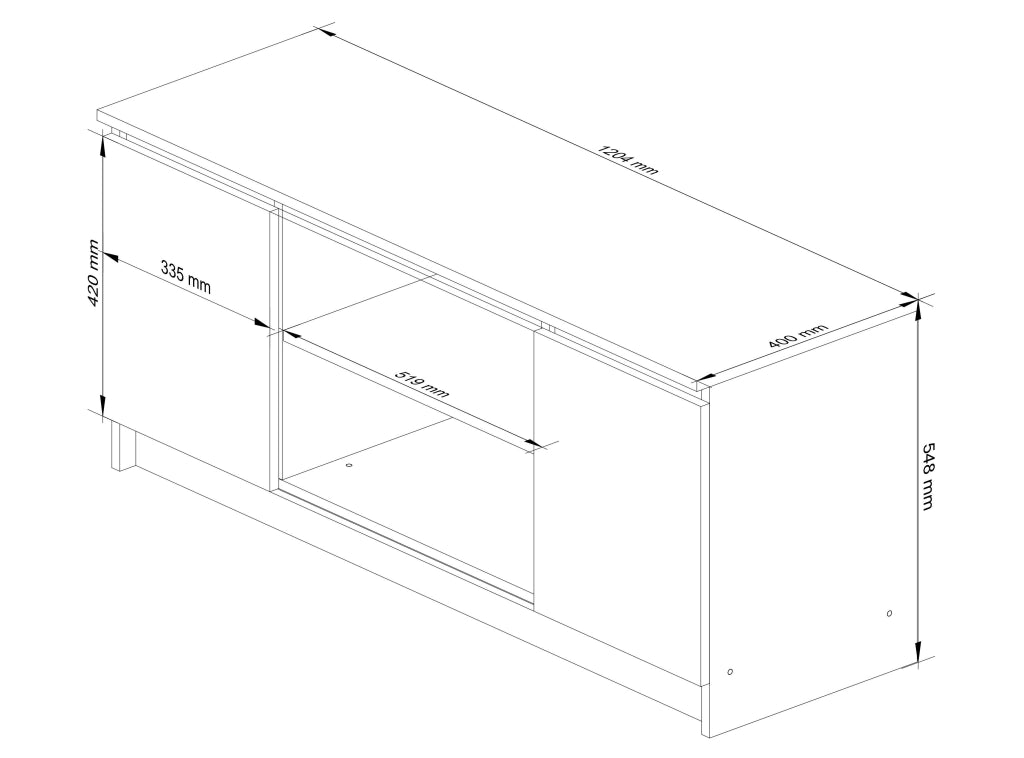 Mobile TV AKORD Quercia Craft 120 cm 2 ante 120x40x55 cm