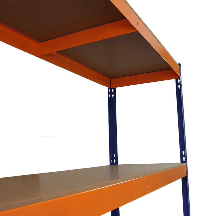 3 Scaffali in Acciaio Senza Bulloni S-Rax Blu e Arancione Larghi 150cm Magazzino