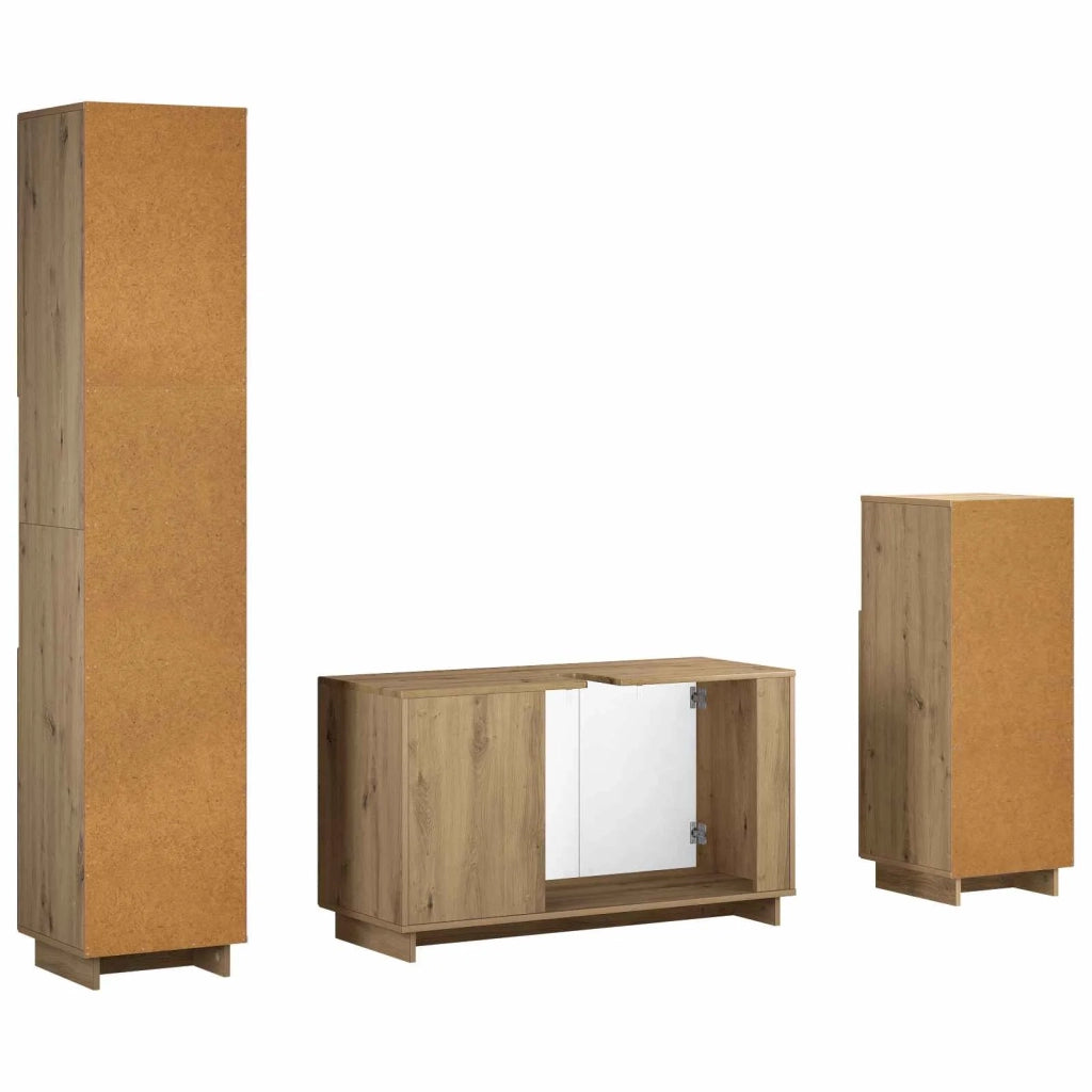Set mobili da bagno 3 pz Rovere Artigianale 3433063