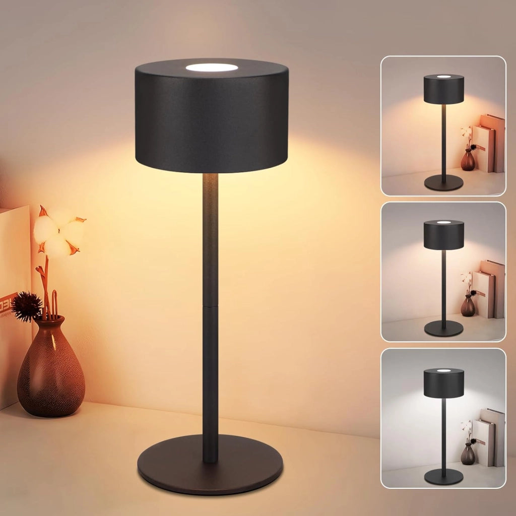 ZMH Lampada da tavolo LED nera wireless dimmerabile 3 temperature per camera letto soggiorno