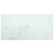 Piano Tavolo Bianco 100x50cm 6 mm Vetro Temperato Aspetto Marmo cod mxl 75503