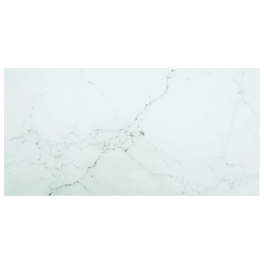 Piano Tavolo Bianco 100x50cm 6 mm Vetro Temperato Aspetto Marmo cod mxl 75503