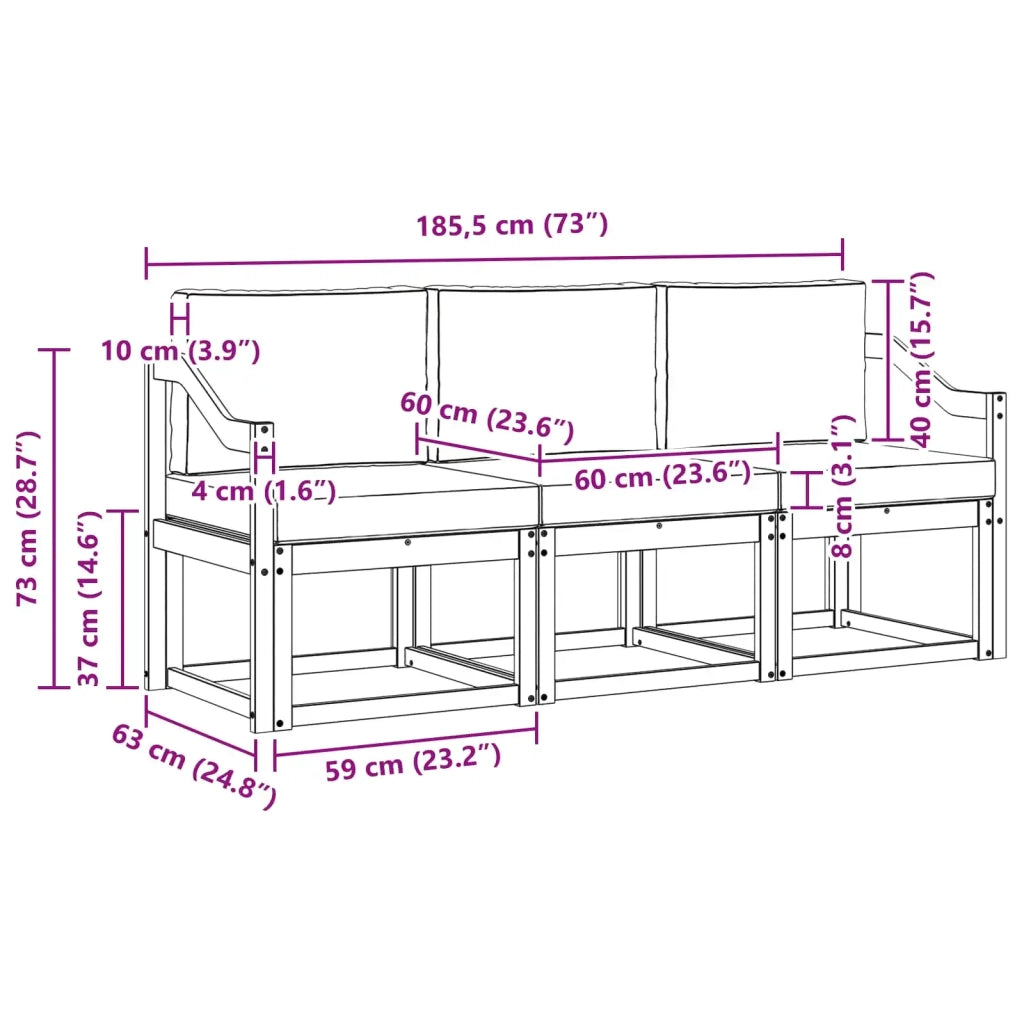 Set di divani da esterno 3 pz 3387191