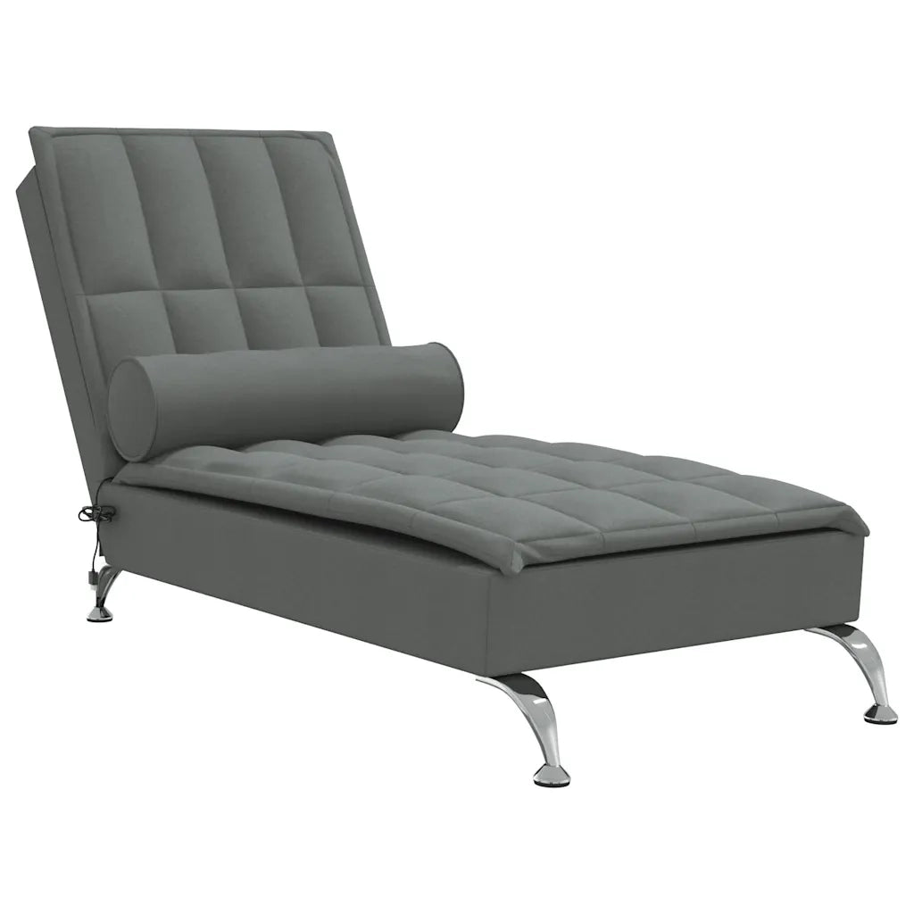 Chaise Longue Massaggi con Capezzale Grigio Scuro in Tessuto CFW4803864