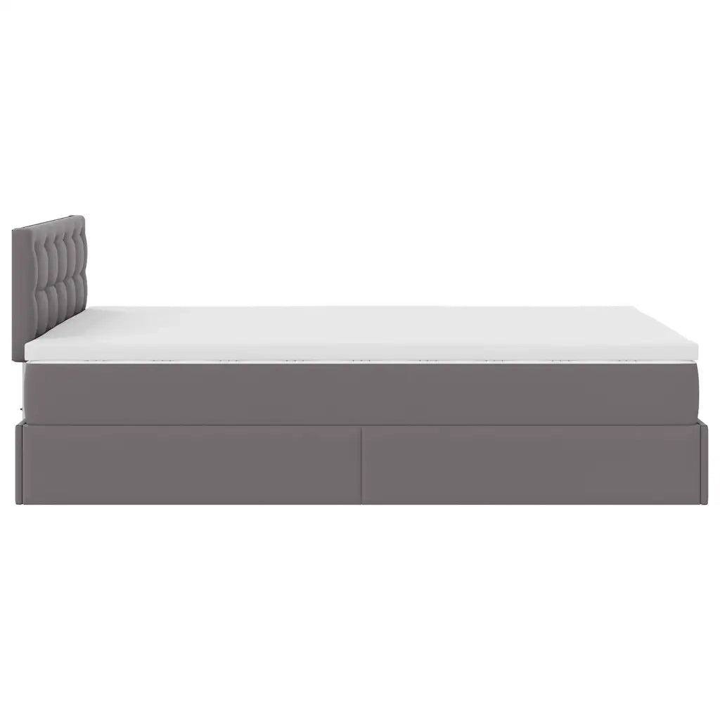 Struttura Letto Pouf con Materasso Grigio 120x200 cm Similpelle 3311301