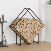 vidaXL Rastrelliera per Legna da Ardere Nera 100x25x100 cm