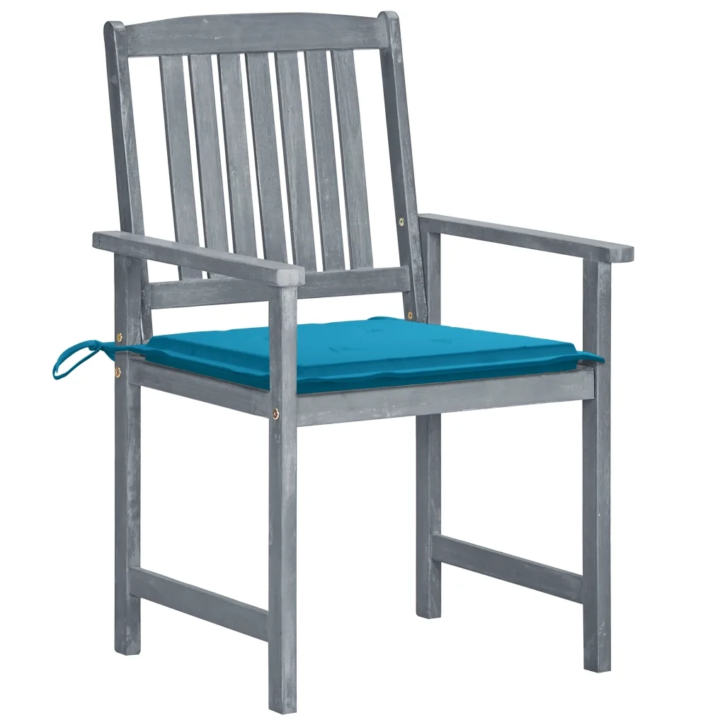 Sedie da Giardino con Cuscini 8 pz in Massello di Acacia Grigie 3078226
