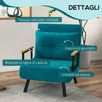 Poltrona Letto 3 in 1 con Schienale Reclinabile in 5 Posizioni e Cuscino, 63x73x81 cm, Blu Scuro