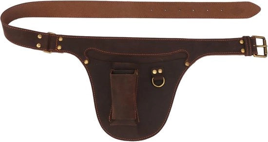 Borsa da Giardino in Pelle Rilasciabile con Cinturino per Elettricisti e Falegnami - Mocha - 26*22cm
