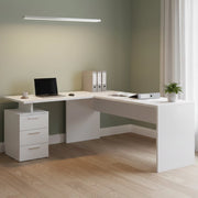 Ascuby, Scrivania Angolare Made in Italy, 180x60x75h cm Bianco Lucido