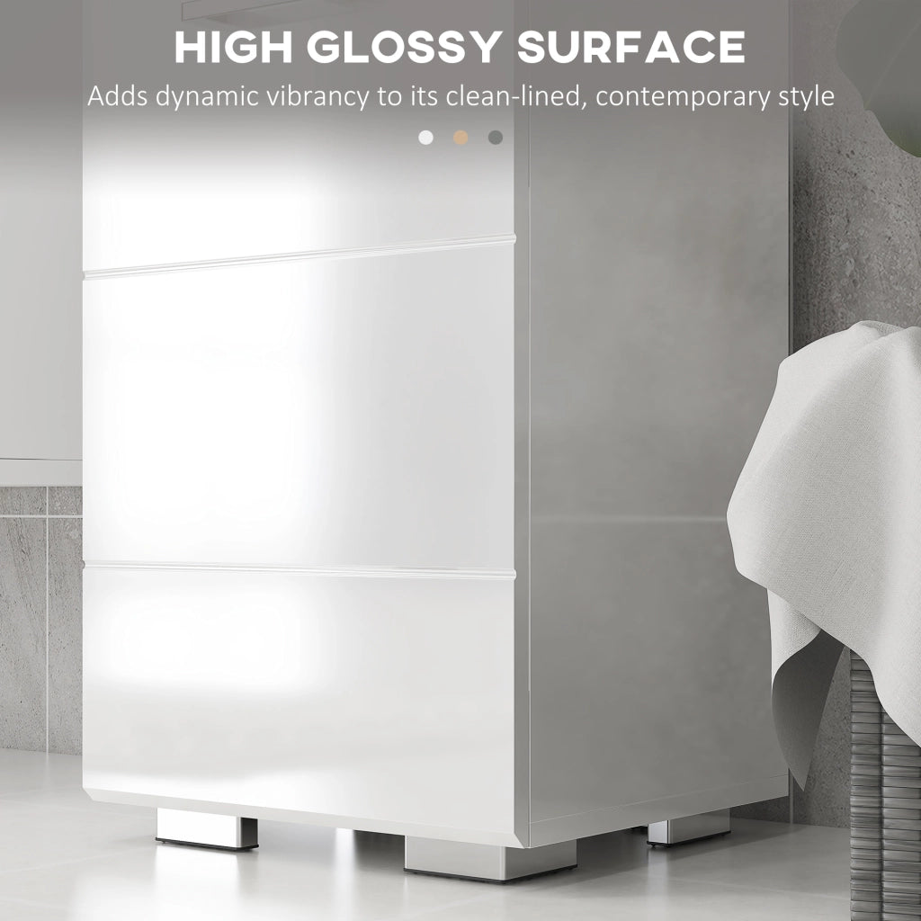 EasyComfort Colonna Bagno in MDF con Ripiano Aperto, Cassetto e Armadietto Chiuso, 37x32.5x170 cm, Bianco