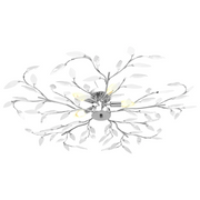 Lampadario Foglie e Bracci in Cristallo Acrilico 5 E14 Bianco CFW1550017