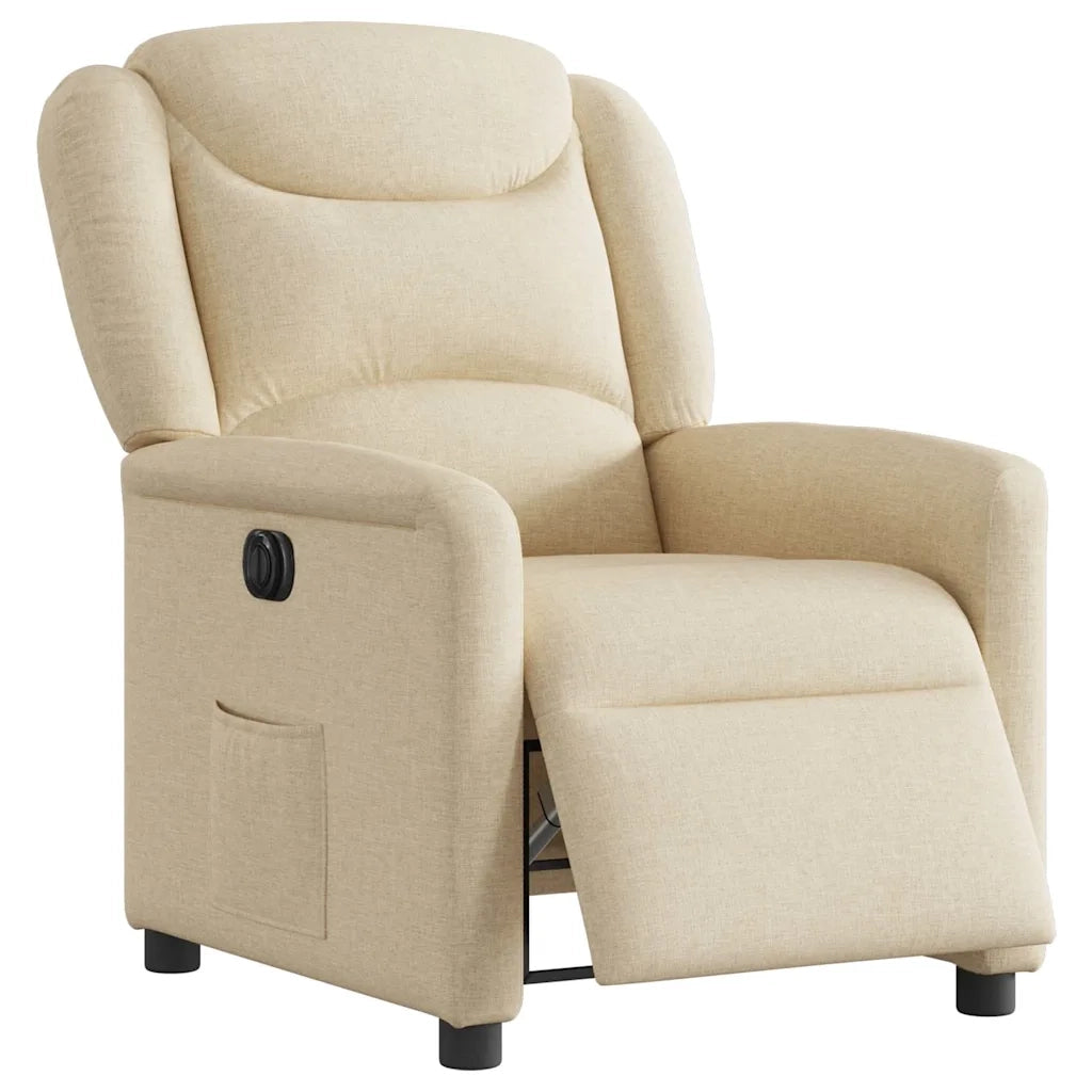 Poltrona | Sedia Relax Elettrica Reclinabile Crema in Tessuto