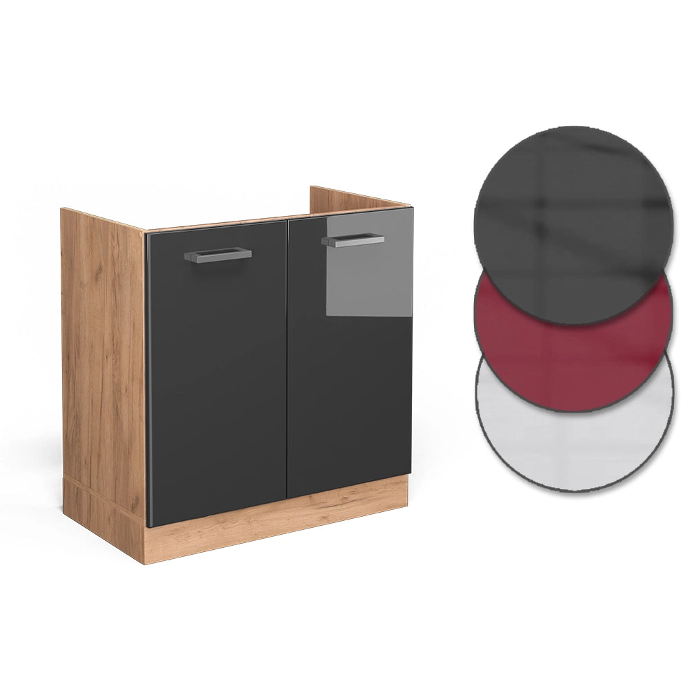 Vicco Mobile lavello cucina Antracite lucido 80 cm senza piano di lavoro