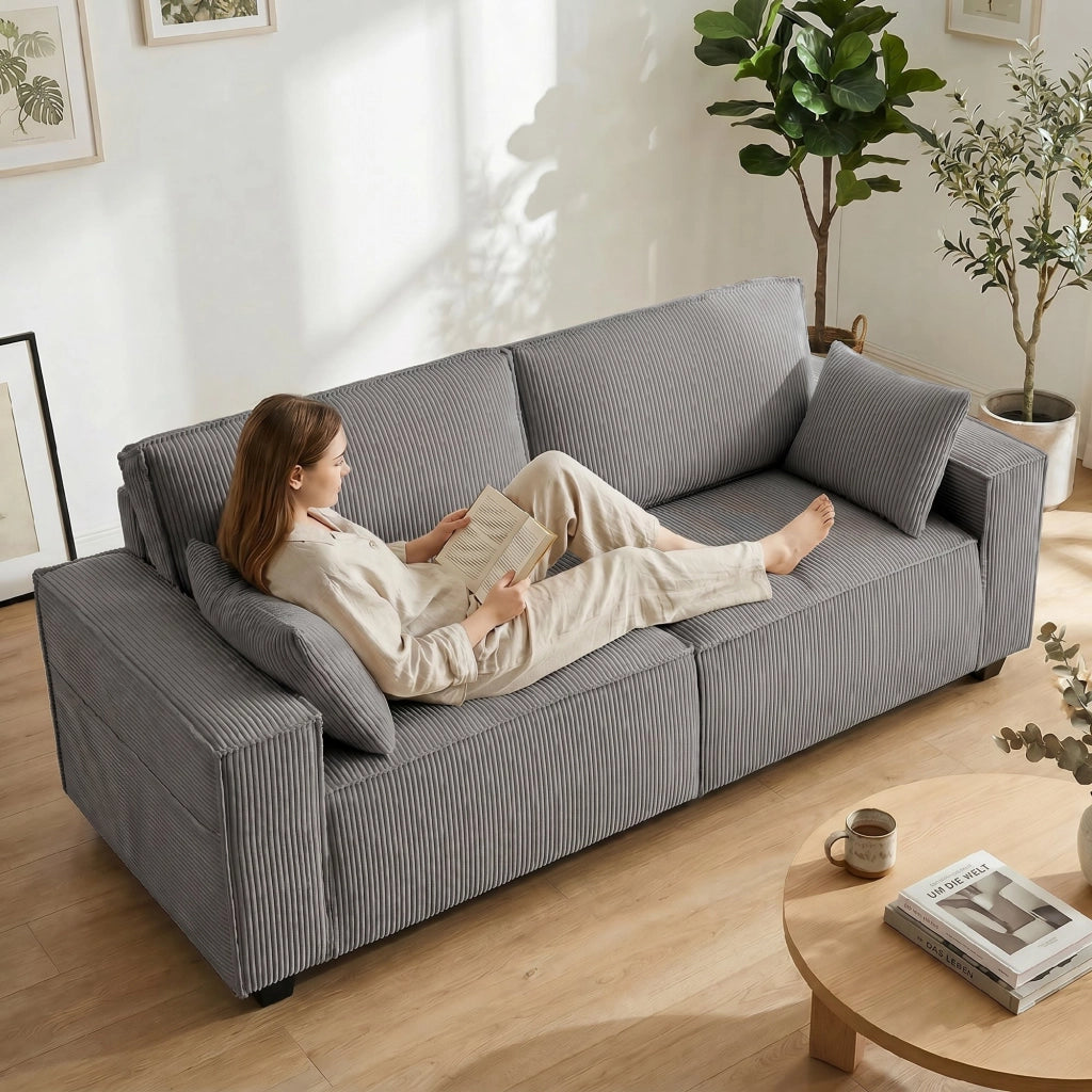Divano 3 posti ¨C zephmum ¨C tessuto, grigio chiaro, 218 cm