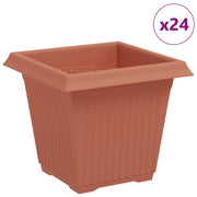 Fioriere | Cassetta per fiori | Vaso quadrato per fiori 24 pz Rosso Mattone 16 x 16 x 14 cm