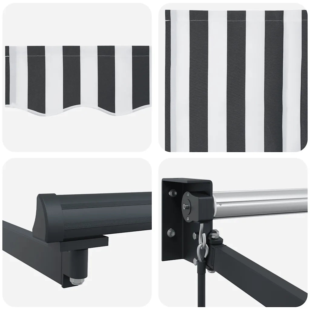 vidaXL Tenda Retrattile Antracite e Bianca 4,5x3 m Tessuto e Alluminio