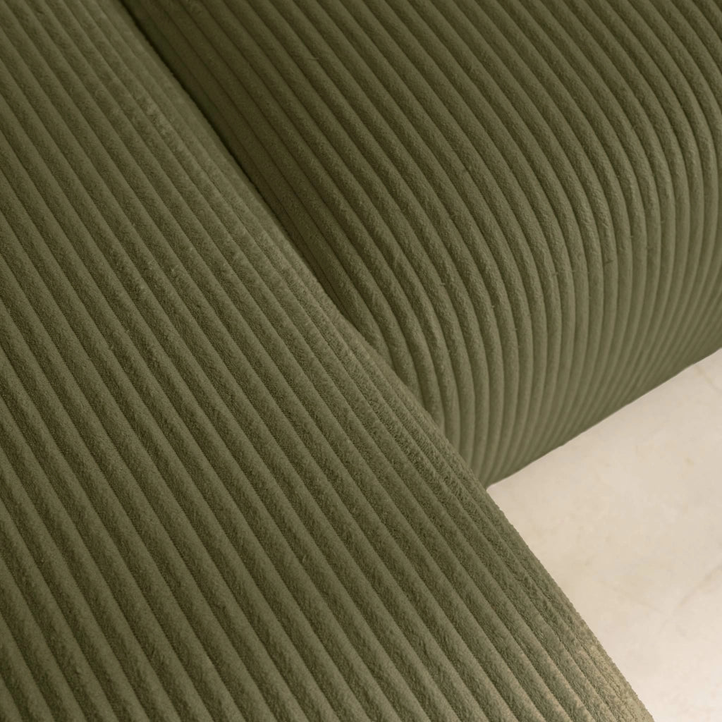 Divano letto angolare reversibile in velluto a coste, 3 posti, verde