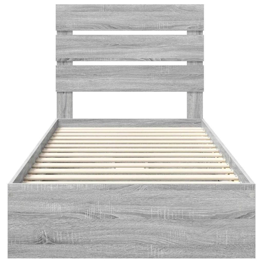 Letto con Contenitore con testiera Grigio Sonoma 90 x 200 cm
