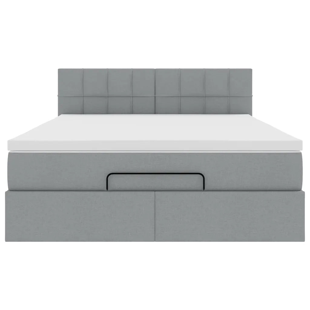 vidaXL Pouf Letto con Materasso e LED Grigio Chiaro 140x190 cm