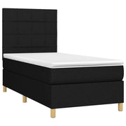 Letto singolo | Letto per adulti | Letto a Molle con Materasso e LED Nero 90x190 cm in Tessuto
