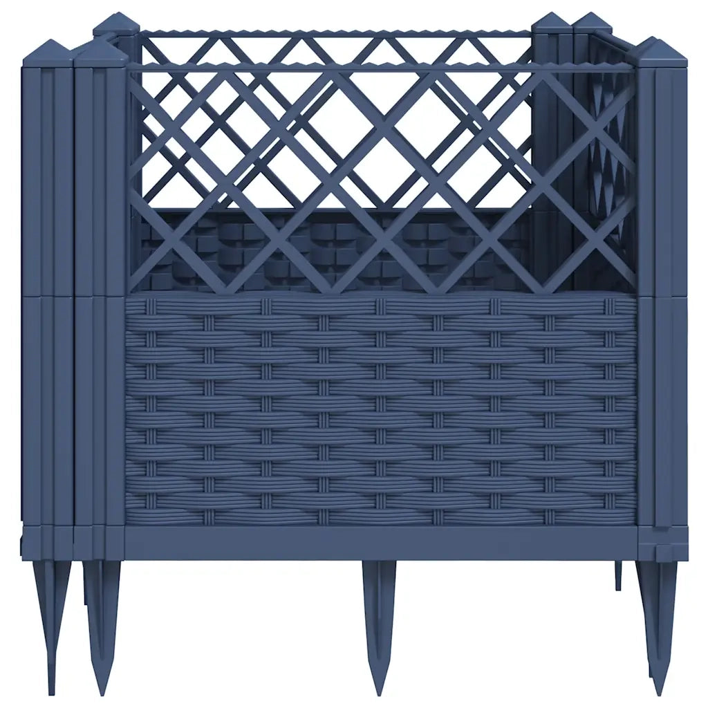 Fioriera | Cassetta per fiori | Vaso Giardino Picchetti Grigio Blu 43,5x43,5x43,5 cm PP