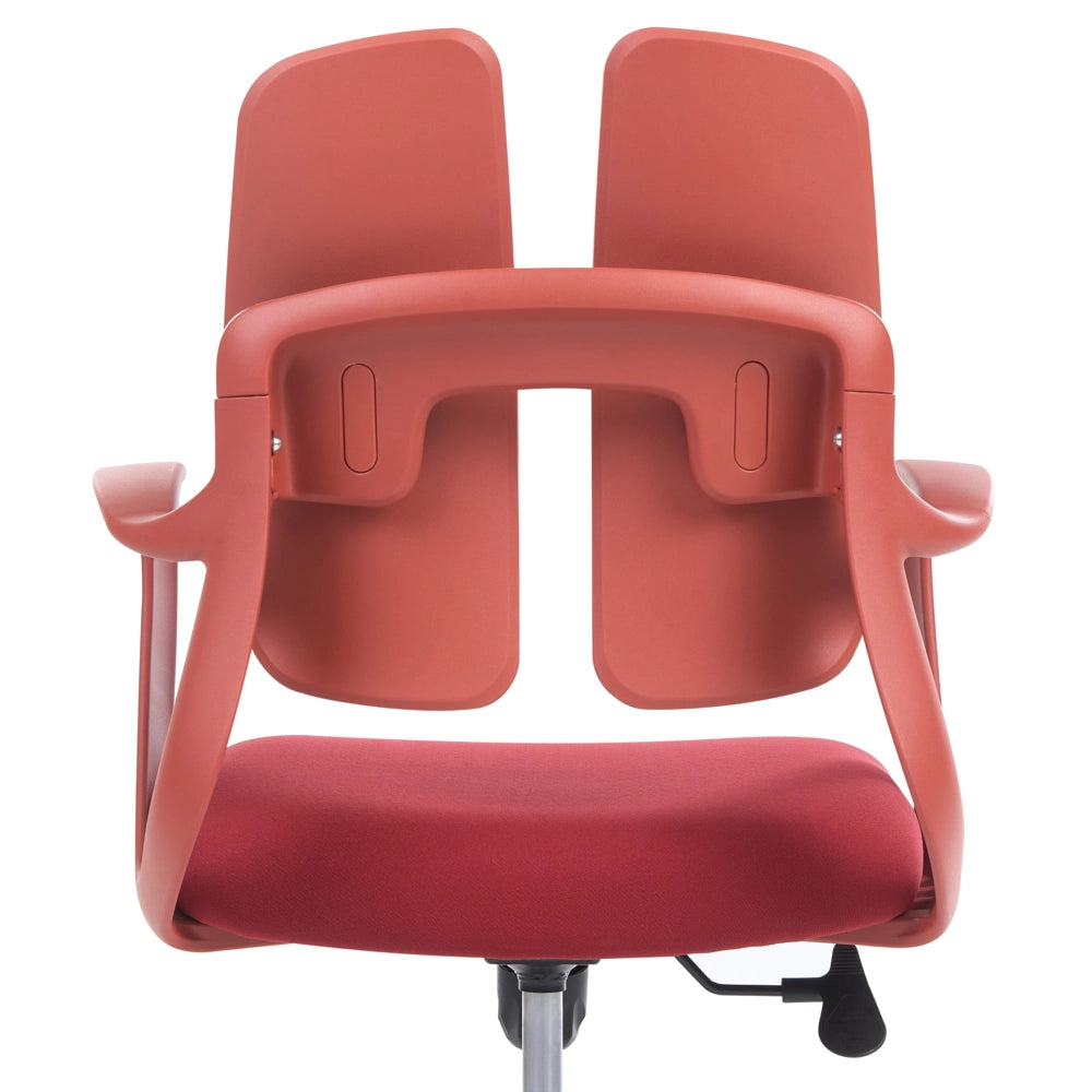 Sedia da ufficio in tessuto rosso girevole con schienale reclinabile regolazione in altezza e braccioli moderna