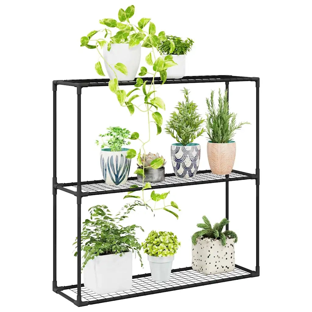 Supporto per piante a 3 livelli Nero 100 x 32 x 102 cm Acciaio 42021341