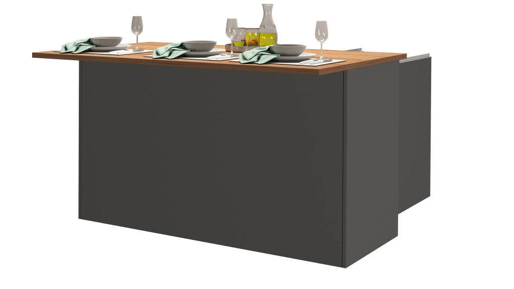 Isola Cucina SOLE 3 Ante – Antracite/Rovere Wotan, 155x90x90 cm, Made in Italy