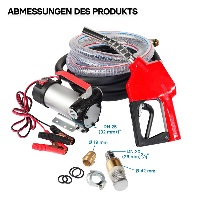 Pompa autoadescante per trasferimento diesel gasolio 12V/10W 40 l/min con pistola automatica