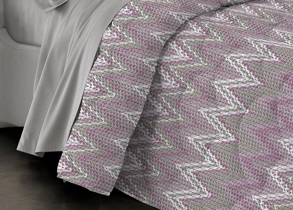 Trapuntino Piumino Estivo Pensieri Delicati Disegno Spinato Zig Zag - Matrimoniale - Rosa