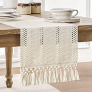 Tavolino di cotone e lino in stile boemo - 30 x 90 cm Tavolino rustico in stile rurale - Decorazione tessuta per la cucina - Tavolino con spilloni cuciti - Ideale per un tavolo estivo o un centro tavola per il tè