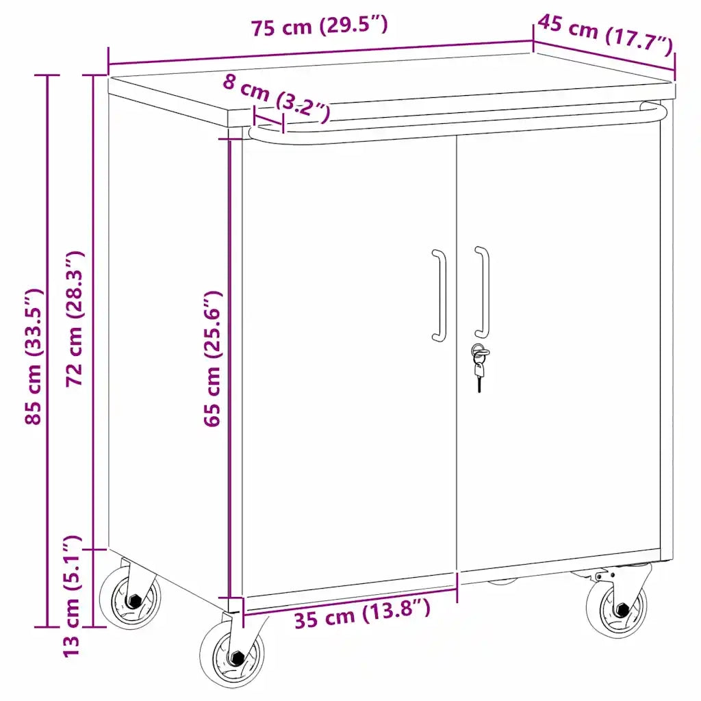 Banco da lavoro con lo scaffale Rosso e Grigio 75 x 45 x 85 cm CFW6426685