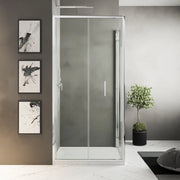 Box doccia slim 90x80cm con porta a libro e parete fissa profili cromati e vetro 6mm trasparente h190| Portofino