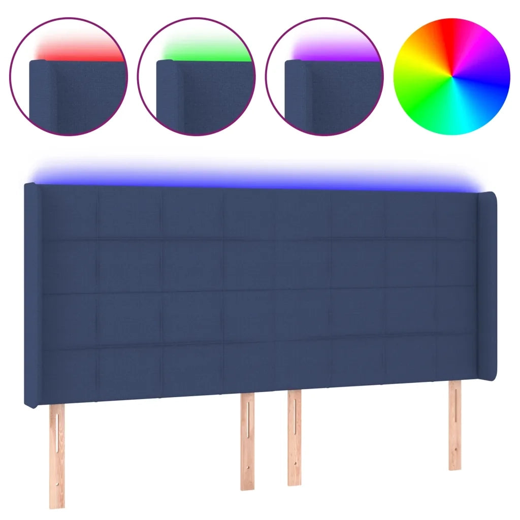 Testiera a LED Blu 183x16x118/128 cm in Tessuto 3124068