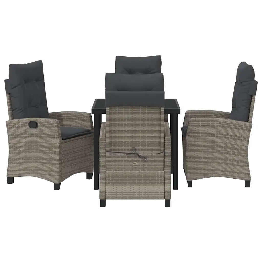 Set da Pranzo per Giardino con cuscino 5 pcs Grigio polyrattan 3380387