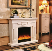 Camino Elettrico da Pavimento 102x120x33 cm Effetto Fiamma 1500W Morfei Bianco