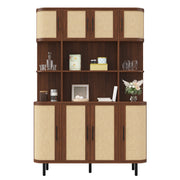 Madia con 8 ante e frontali effetto intrecciato - in MDF - 120x20x180 cm - noce